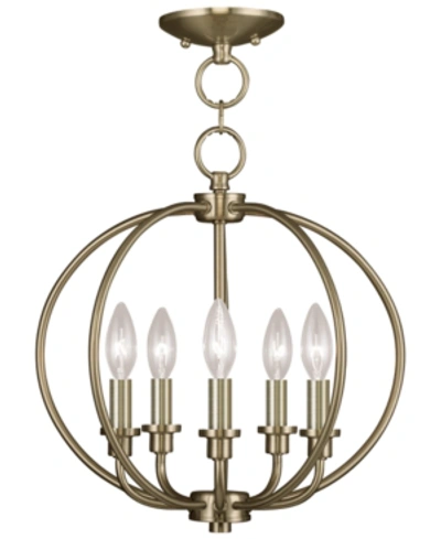 Livex Milania 5- Light Metal Pendant In Antique Bronze