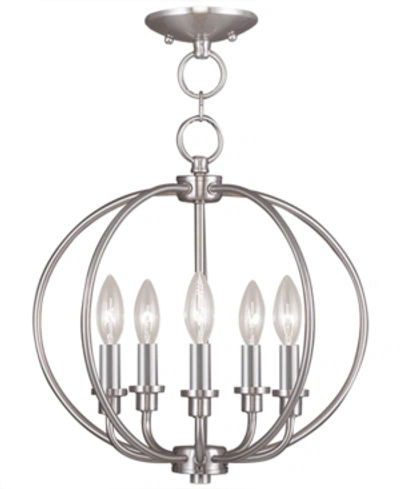 Livex Milania 5- Light Metal Pendant In Brushed Nickel