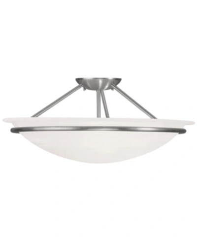 Livex Newburgh 8" Semi Flush In Brushed Nickel