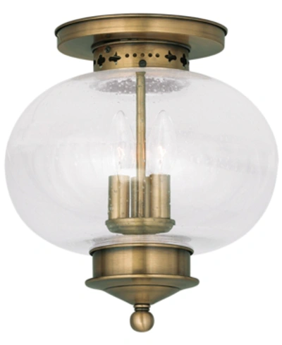 Livex Harbor 3-light Flush Mount In Antique Br