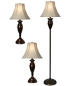 Stylecraft Set Of 3 Dunbrook Finish Lamps: 1 Floor Lamp & 2 Table Lamps In Dark Brown