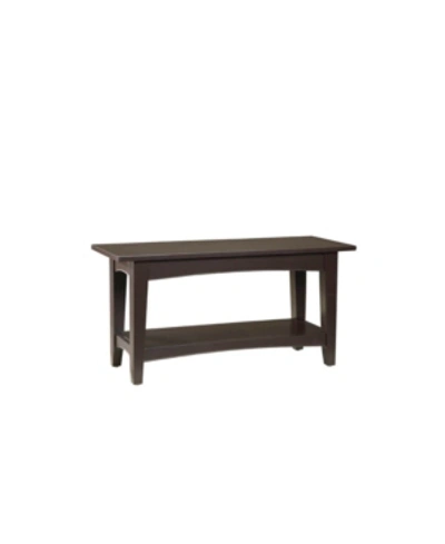 Alaterre Furniture Shaker Cottage Bench With Shelf, Charcoal Gray In Brown