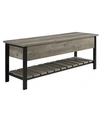 Walker Edison 48" Open-top Storage Bench With Shoe Shelf In Gray
