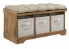 WALKER EDISON 42" WOOD STORAGE BENCH WITH TOTES AND CUSHION - BARNWOOD