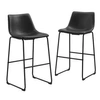 WALKER EDISON 30" INDUSTRIAL FAUX LEATHER BARSTOOLS, SET OF 2