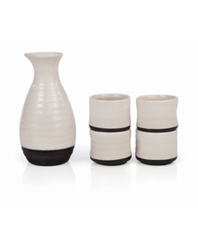 True Fervor Ceramic Hot And Cold Sake Carafe And Cup Set, 5 Piece In White