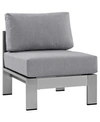 Modway Outdoor Shore Armless Sectional Outdoor Patio Aluminum Chair In Gray