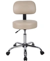Boss Office Products Adjustable Caressoft Medical Stool W/ Back Cushion In Beige