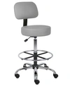 Boss Office Products Adjustable Caressoft Medical Stool W/ Back Cushion In Gray
