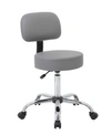 Boss Office Products Adjustable Caressoft Medical Stool W/ Back Cushion In Grey