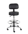 Boss Office Products Adjustable Caressoft Medical Stool W/ Back Cushion In Black