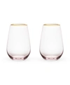 TWINE ROSE CRYSTAL STEMLESS WINE GLASS, SET OF 2