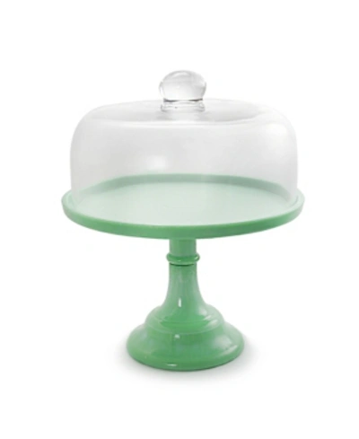 Gibson 12" Cake Stand With Glass Dome In Light Green