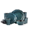 Elama Lavish 16 Piece Dinnerware Set In Aqua