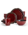 Elama Regency 16 Piece Luxurious Stoneware Dinnerware Set In Red