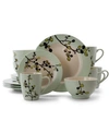 Elama Retro Bloom 16 Piece Luxurious Stoneware Dinnerware Set In Green