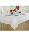 Villeroy & Boch New Wave Metallic Border Linen Tablecloth, 70" X 96" In White, Gold