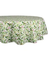 Design Imports Boughs Of Holly Print Tablecloth 70" Round In Green