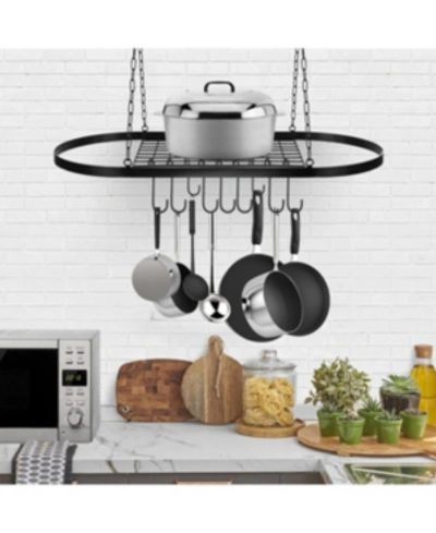 Sorbus Pot And Pan Rack For Ceiling With Hooks In Black