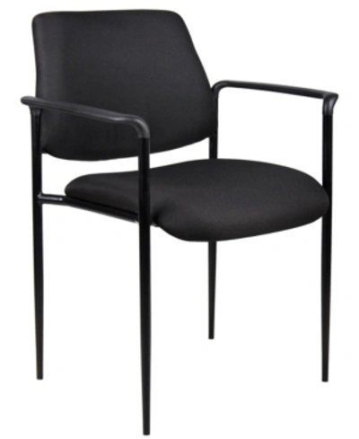 Boss Office Products Diamond Square Back Stacking Chair W/arm In Black