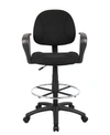 Boss Office Products Drafting Stool W/footring And Adjustable Arms In Black