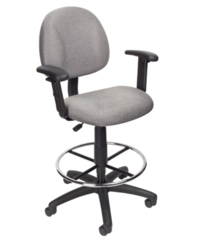 Boss Office Products Drafting Stool W/footring And Adjustable Arms In Gray