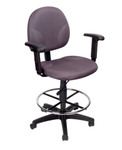 Boss Office Products Drafting Stool With Adjustable Arms In Gray