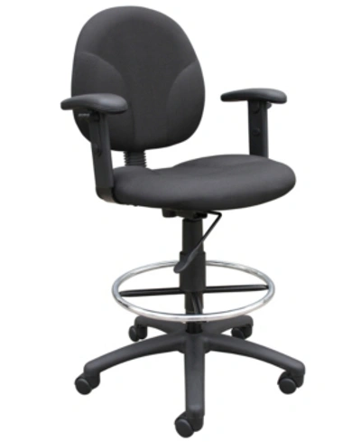Boss Office Products Drafting Stool With Adjustable Arms In Black