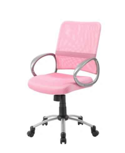 Boss Office Products Adjustable Breatheable Task Chair In Pink