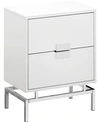 Monarch Specialties Chrome Metal 24"h Night Stand Accent Table In Glossy White In White