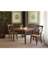 International Concepts 36x36 Dining Table With 2 X-back Chairs In Brown