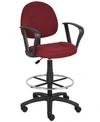 Boss Office Products Drafting Stool W/footring And Adjustable Arms In Red