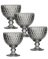 Villeroy & Boch Boston Smoke Crystal Dessert Bowl/ Champagne Glass, Set Of 4 In Smoke Gray