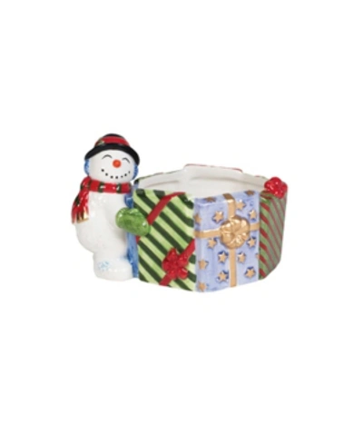 Fitz And Floyd Holly Jolly Snowman Nut Dish 6in In Assorted