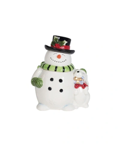 Fitz And Floyd Holly Jolly Snowman Cookie Jar In Assorted