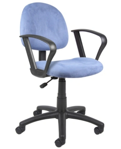 Boss Office Products Microfiber Deluxe Posture Chair W/ Loop Arms In Blue