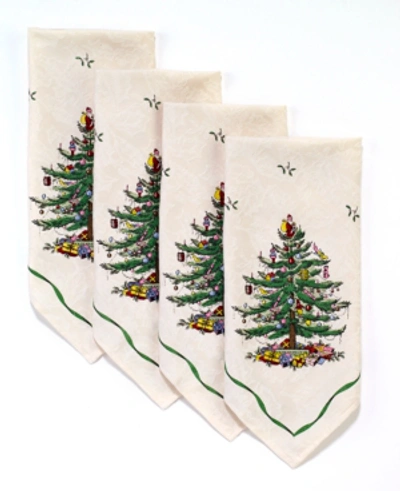 Spode Christmas Tree Napkins, Set Of 4 In Ivory