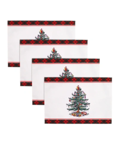 Spode Christmas Tree Tartan Multicolored Placemats, Set Of 4