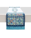 Laural Home Boho Plaza 13x90 Table Runner In Blue And White