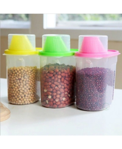 Basicwise Vintiquewise Small Bpa-free Plastic Food Saver, Kitchen Food Cereal Storage Containers With Graduate In No Color