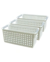 BASICWISE VINTIQUEWISE RECTANGULAR PLASTIC SHELF ORGANIZER BASKET WITH HANDLES, SET OF 3