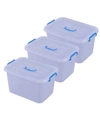 BASICWISE VINTIQUEWISE LARGE CLEAR STORAGE CONTAINER WITH LID AND HANDLES, SET OF 3