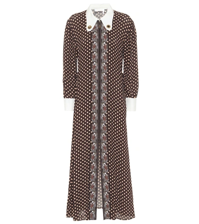 Chloé Embellished Silk-trimmed Printed Crepe Maxi Dress In Brown