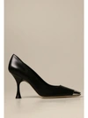SERGIO ROSSI PUMPS IN LEATHER WITH METAL TIP,11587541