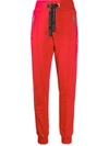 Philipp Plein Crystal-embellished Strip Trackpants In Red