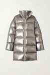 MONCLER CYCLOPIC CANVAS-TRIMMED METALLIC QUILTED SHELL DOWN COAT