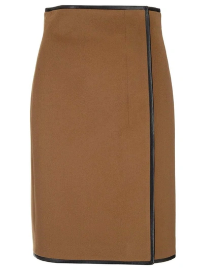 Saint Laurent Midi Skirt In Brown