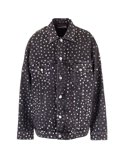 Balenciaga Stonewash Black Denim Jacket With Studs