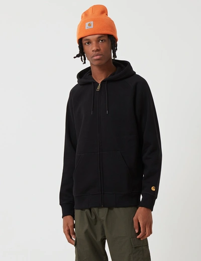 Carhartt Wip Chase Hooded Jacket - Black In Black/gold