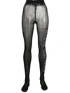 Philipp Plein Logo Gem-embellished Tights In Black